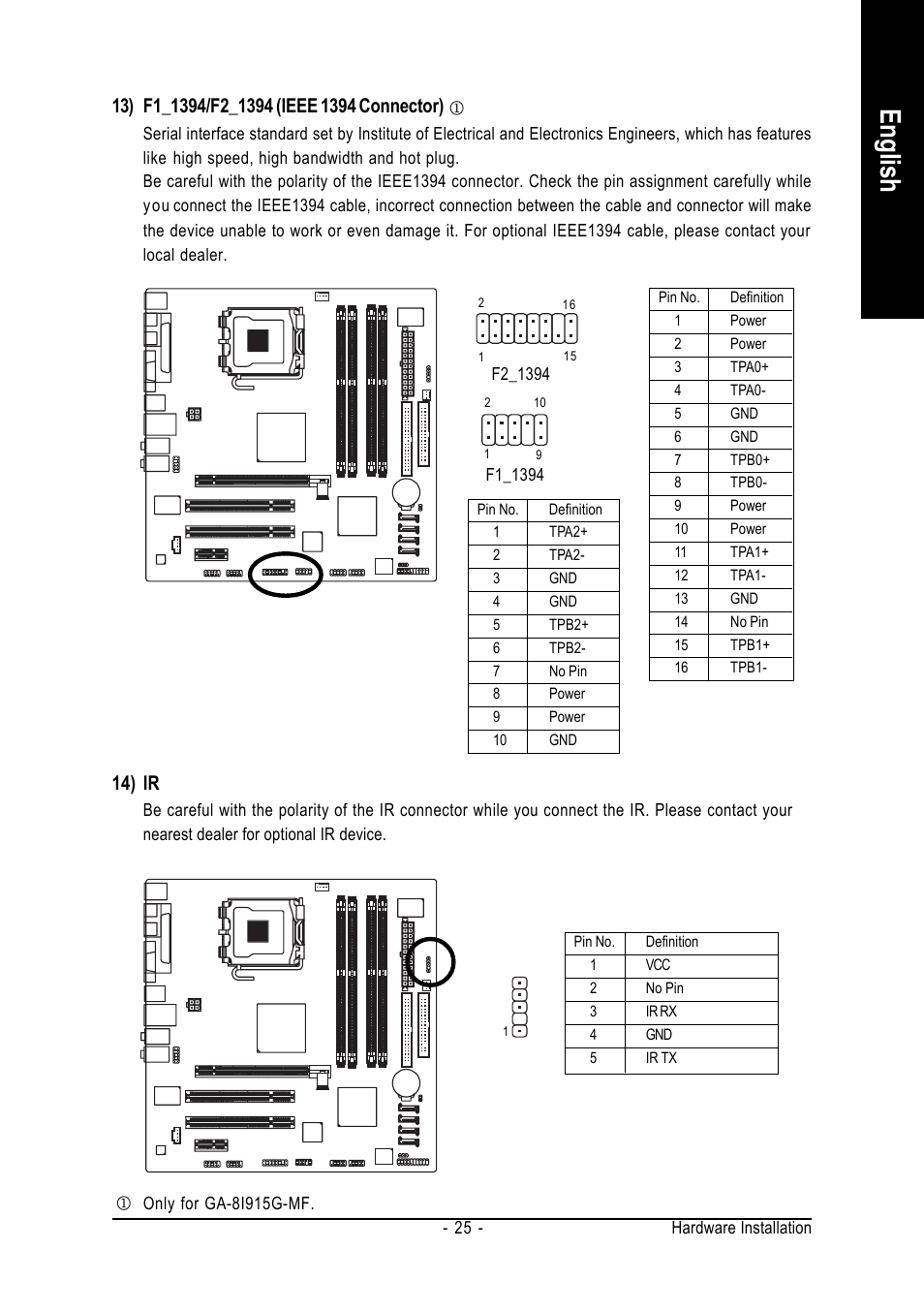 English, 14) ir | GIGABYTE GA-8I915G-MF User Manual | Page 25 / 80