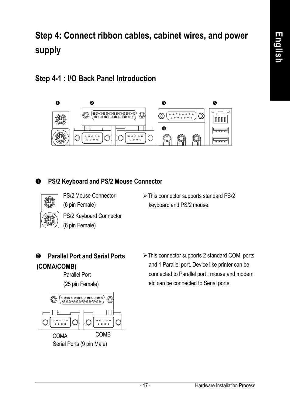 Step 4-1 : i/o back panel introduction | GIGABYTE AGP 4X(1.5V) User Manual | Page 21 / 112