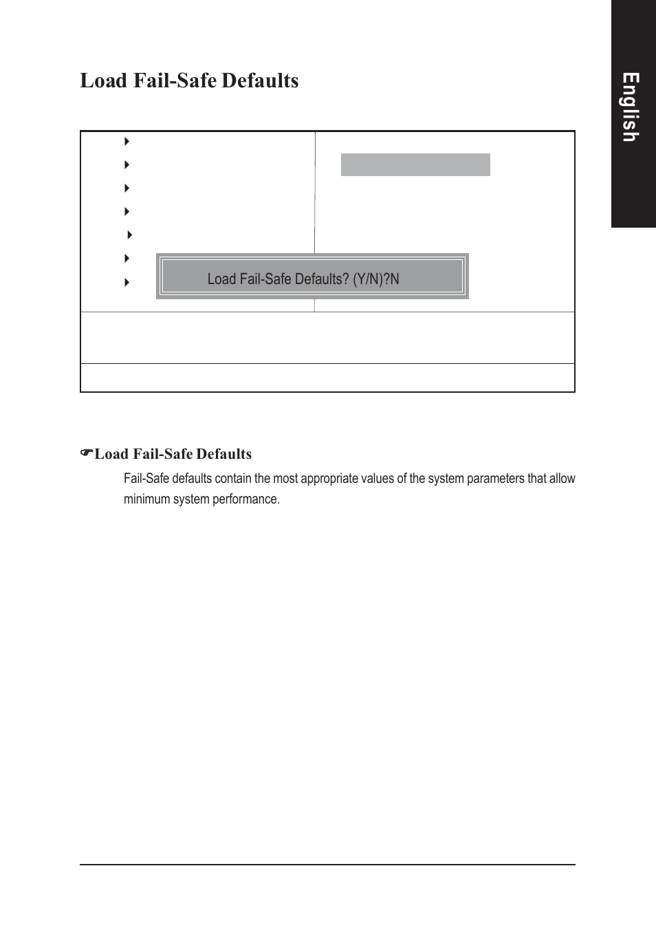 English load fail-safe defaults | GIGABYTE AGP 4X(1.5V) User Manual | Page 63 / 112