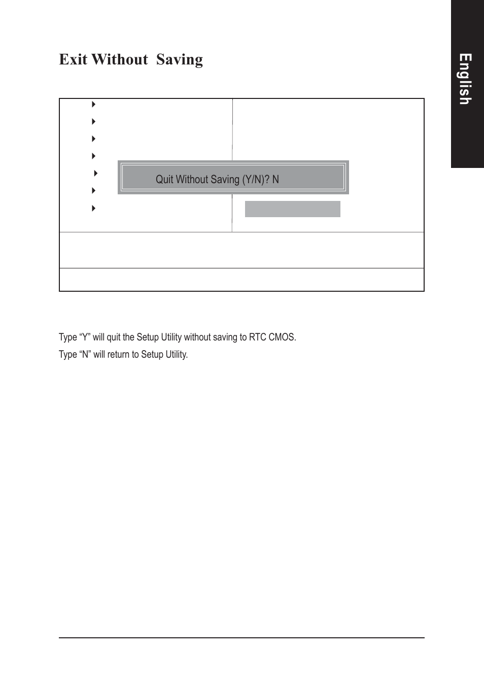 English exit without saving | GIGABYTE AGP 4X(1.5V) User Manual | Page 67 / 112