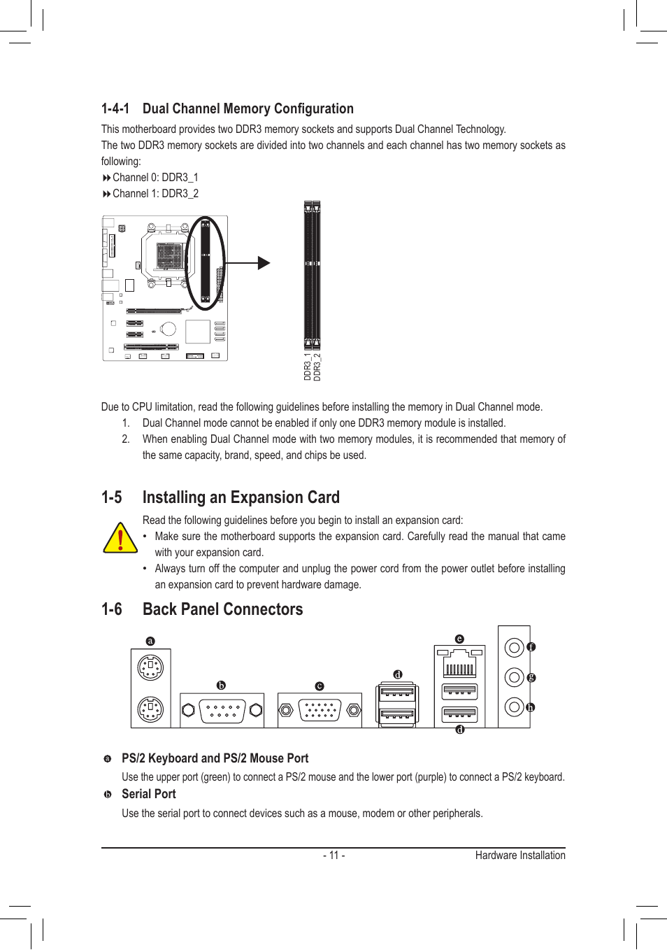 5 installing an expansion card, 6 back panel connectors | GIGABYTE GA-M68MT-S2P User Manual | Page 11 / 40