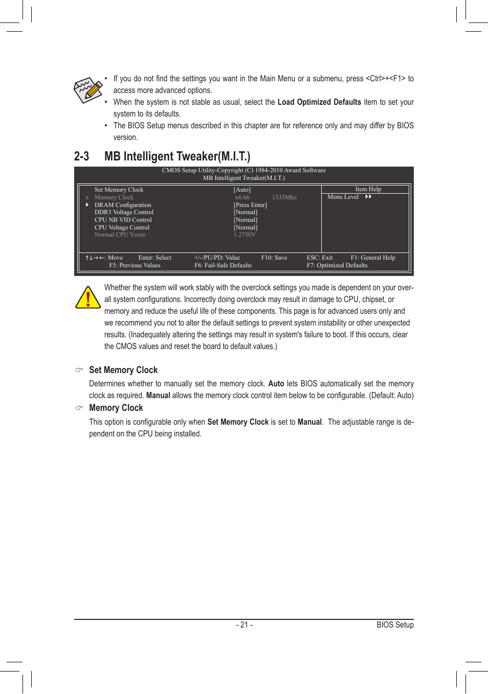 3 mb intelligent tweaker(m.i.t.) | GIGABYTE GA-M68MT-S2P User Manual | Page 21 / 40