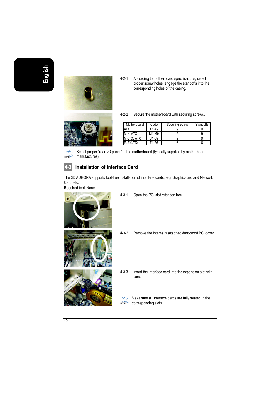 English, 3 installation of interface card | GIGABYTE GZ-FSCA1-AN User Manual | Page 10 / 18
