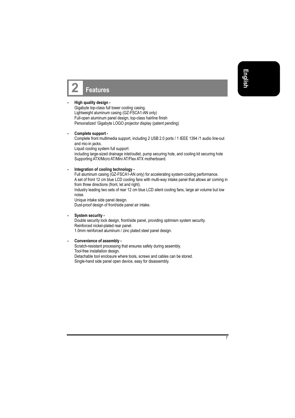 Features | GIGABYTE GZ-FSCA1-AN User Manual | Page 7 / 18