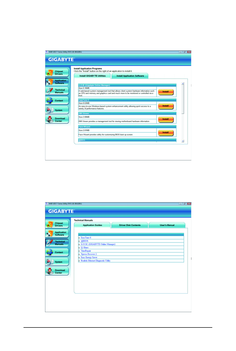 2 application software, 3 technical manuals | GIGABYTE GA-MA770T-UD3P User Manual | Page 58 / 100
