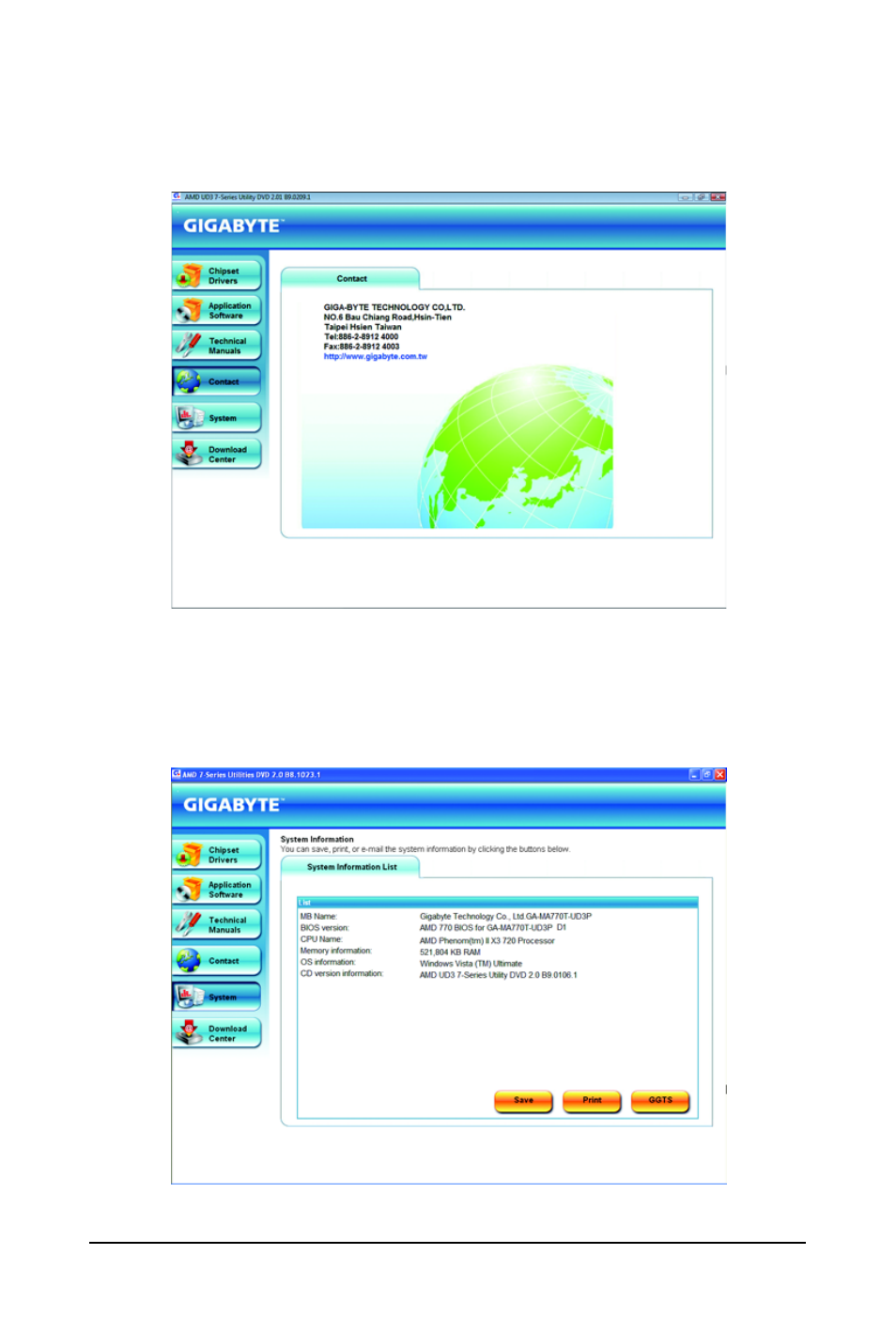 4 contact, 5 system | GIGABYTE GA-MA770T-UD3P User Manual | Page 59 / 100