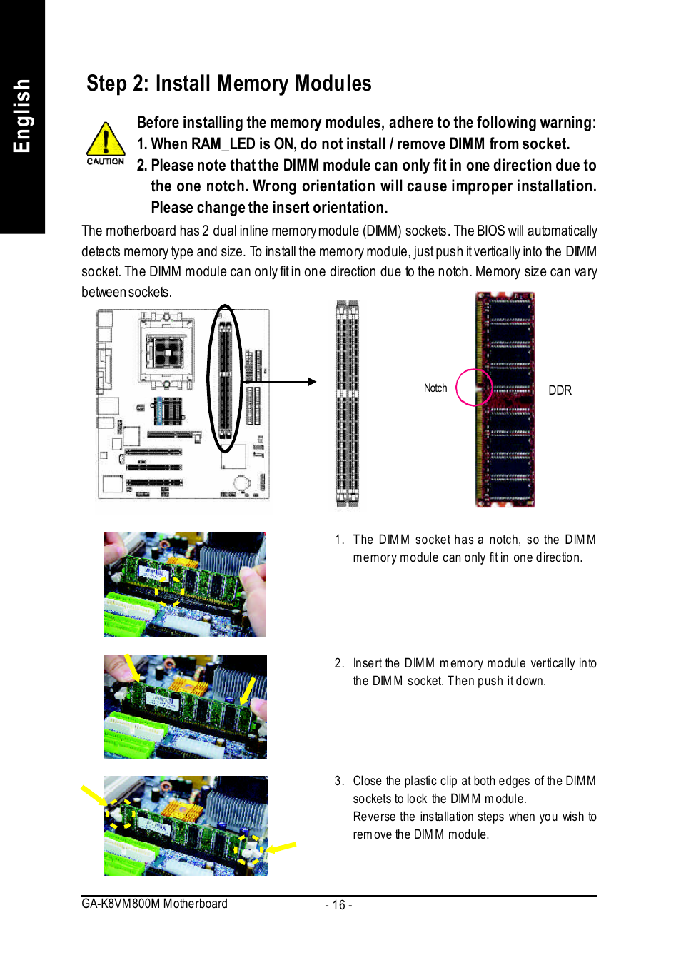 English | GIGABYTE GA-K8VM800M User Manual | Page 16 / 96