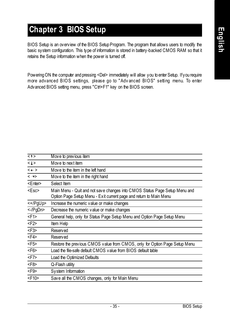 Chapter 3 bios setup, English | GIGABYTE GA-K8VM800M User Manual | Page 35 / 96