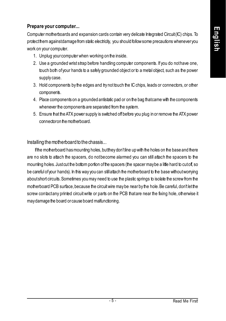 English | GIGABYTE GA-K8VM800M User Manual | Page 5 / 96