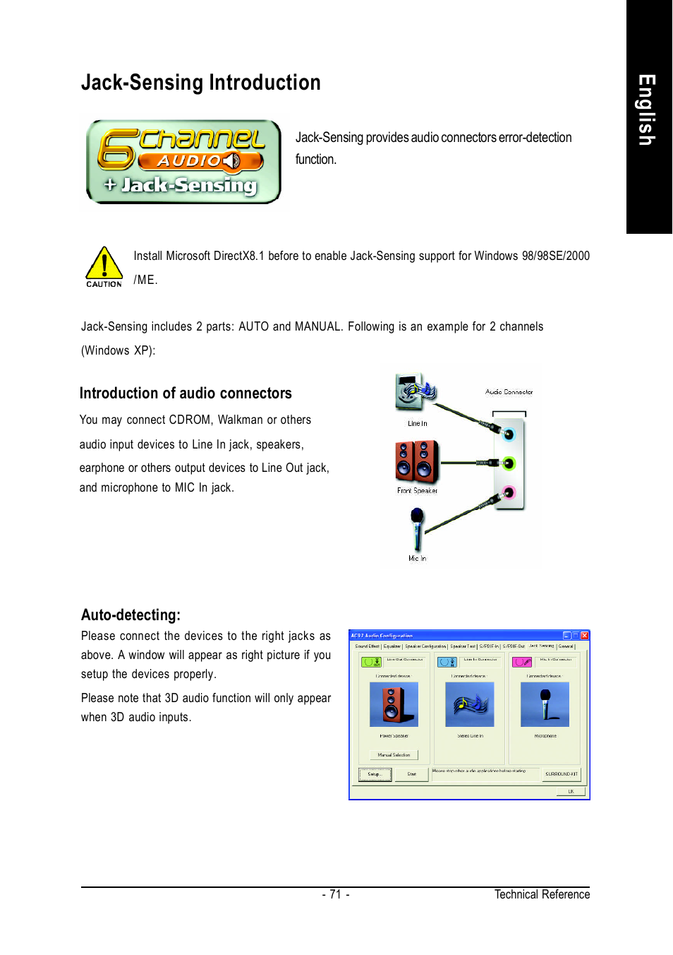 English jack-sensing introduction | GIGABYTE GA-K8VM800M User Manual | Page 71 / 96