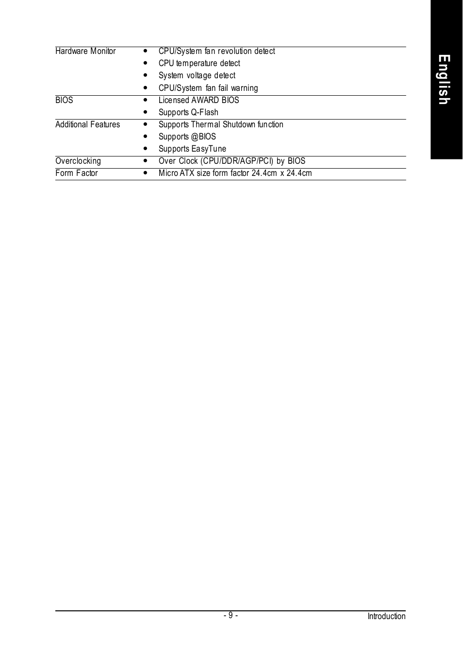 English | GIGABYTE GA-K8VM800M User Manual | Page 9 / 96