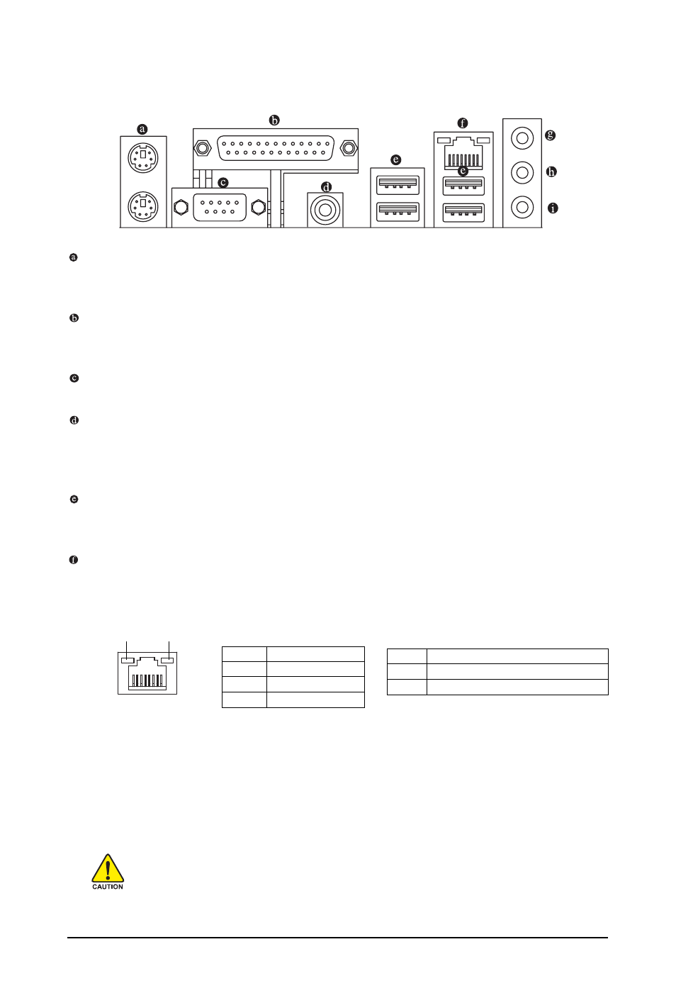 6 back panel connectors, Ps/2 keyboard and ps/2 mouse port, Parallel port | Serial port, Coaxial s/pdif out connector, Usb port, Rj-45 lan port | GIGABYTE GA-P31-ES3G User Manual | Page 19 / 84