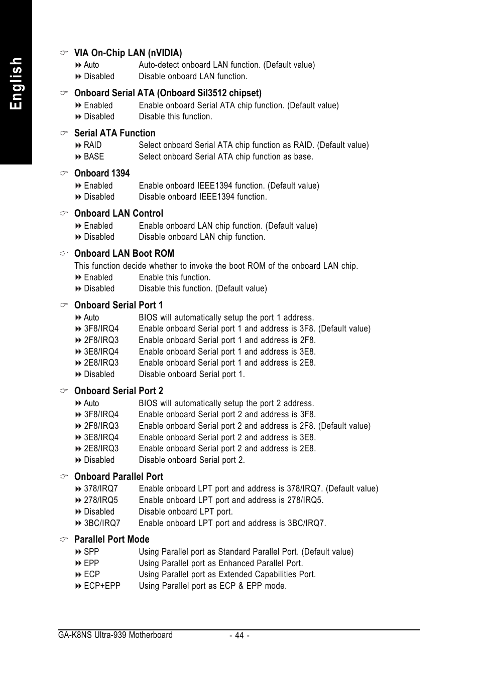English | GIGABYTE GA-K8NS ULTRA-939 User Manual | Page 44 / 96