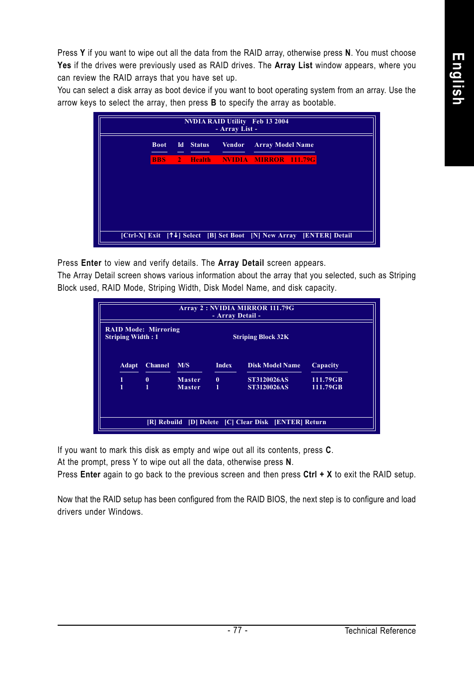 English, Technical reference - 77 | GIGABYTE GA-K8NS ULTRA-939 User Manual | Page 77 / 96