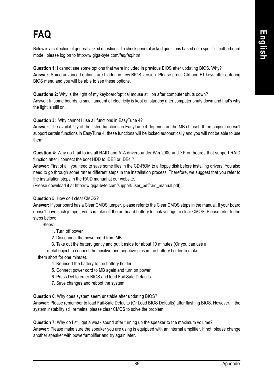 English | GIGABYTE GA-K8NS ULTRA-939 User Manual | Page 85 / 96