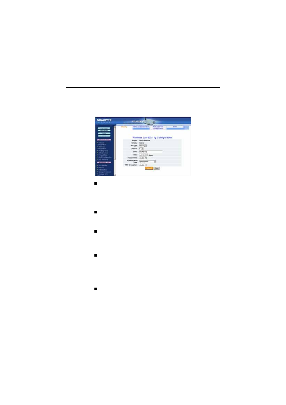 Wireless configuration, The wireless configuration screen | GIGABYTE GN-B41G User Manual | Page 55 / 84