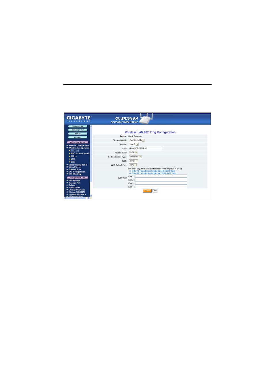 The wireless configuration screen | GIGABYTE AirCruiser GN-BR30N-RH User Manual | Page 33 / 85