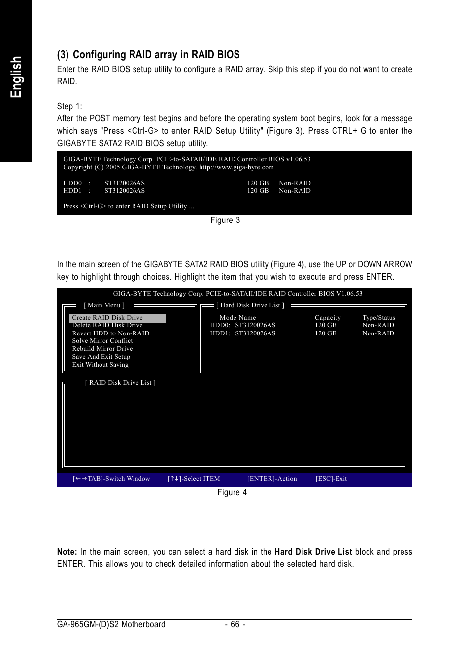 English, 3) configuring raid array in raid bios | GIGABYTE GA-965GM-DS2 User Manual | Page 66 / 88