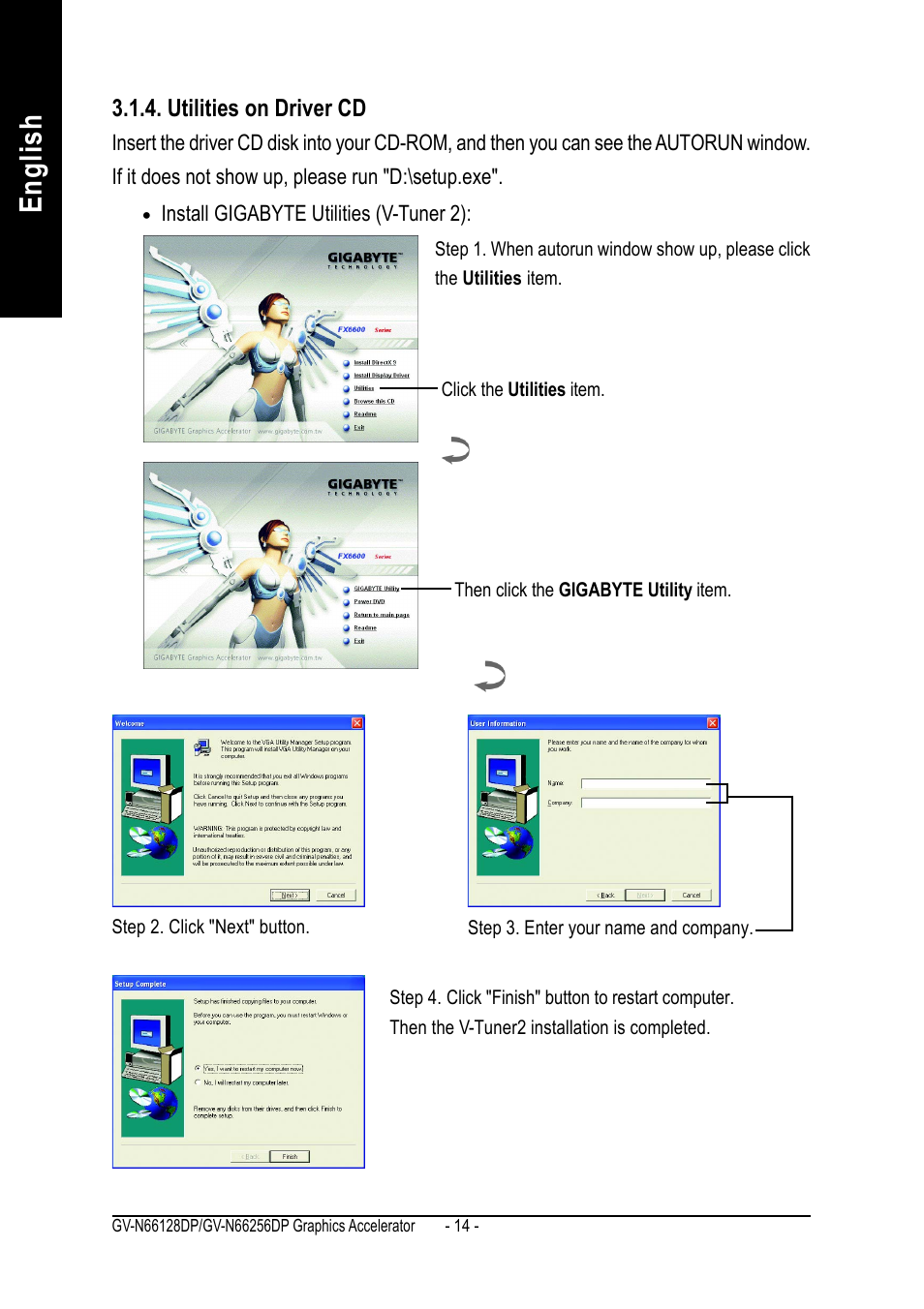 English | GIGABYTE GeForceTM 6600 Graphics Accelerator GV-N66256DP User Manual | Page 14 / 34