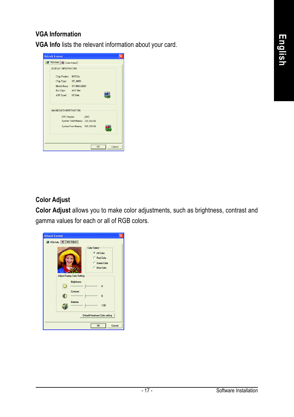 English | GIGABYTE GeForceTM 6600 Graphics Accelerator GV-N66256DP User Manual | Page 17 / 34