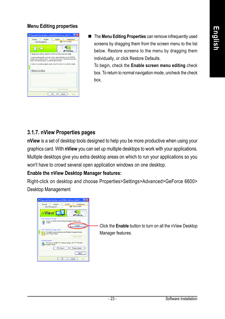 English | GIGABYTE GeForceTM 6600 Graphics Accelerator GV-N66256DP User Manual | Page 23 / 34