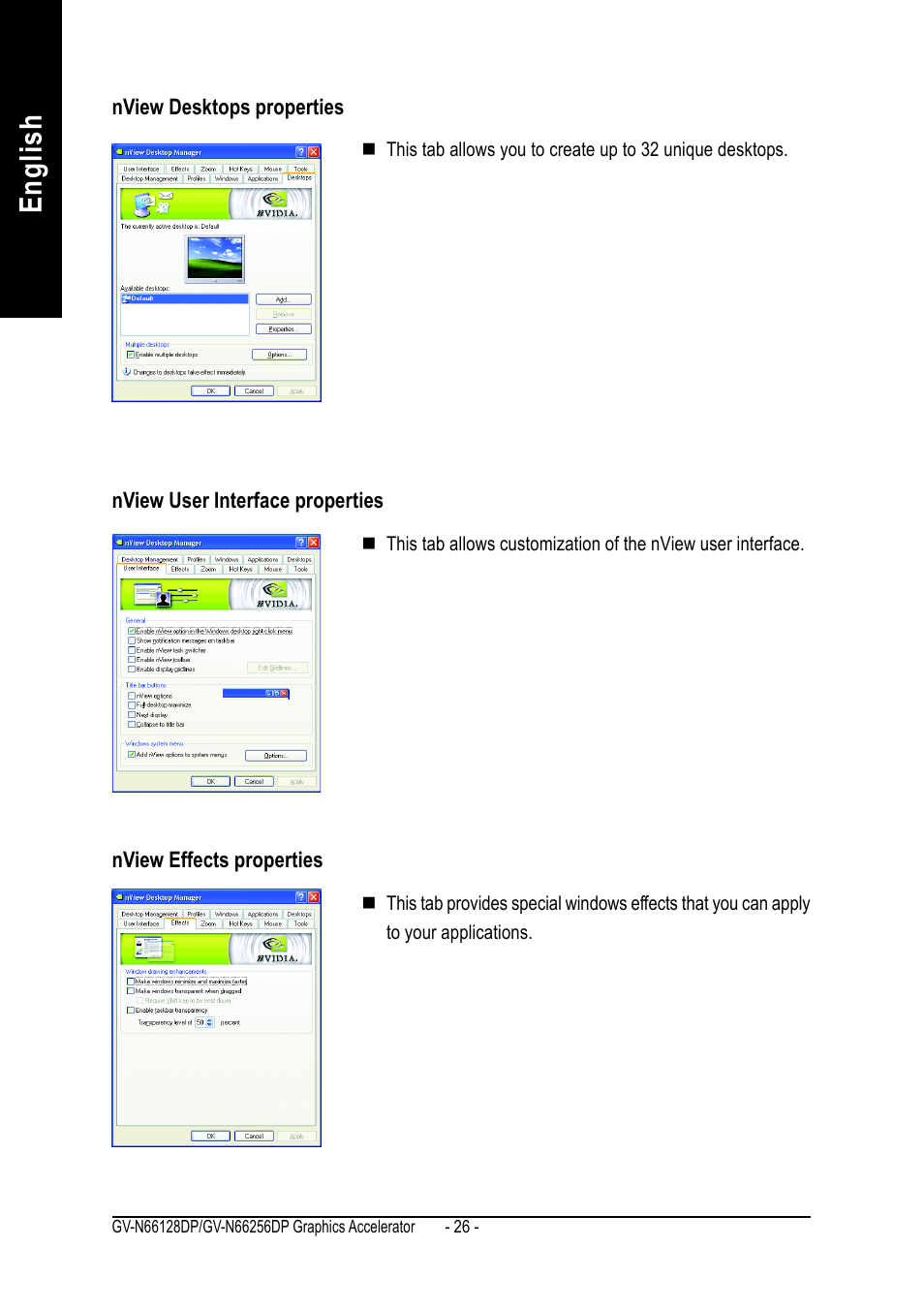 English | GIGABYTE GeForceTM 6600 Graphics Accelerator GV-N66256DP User Manual | Page 26 / 34