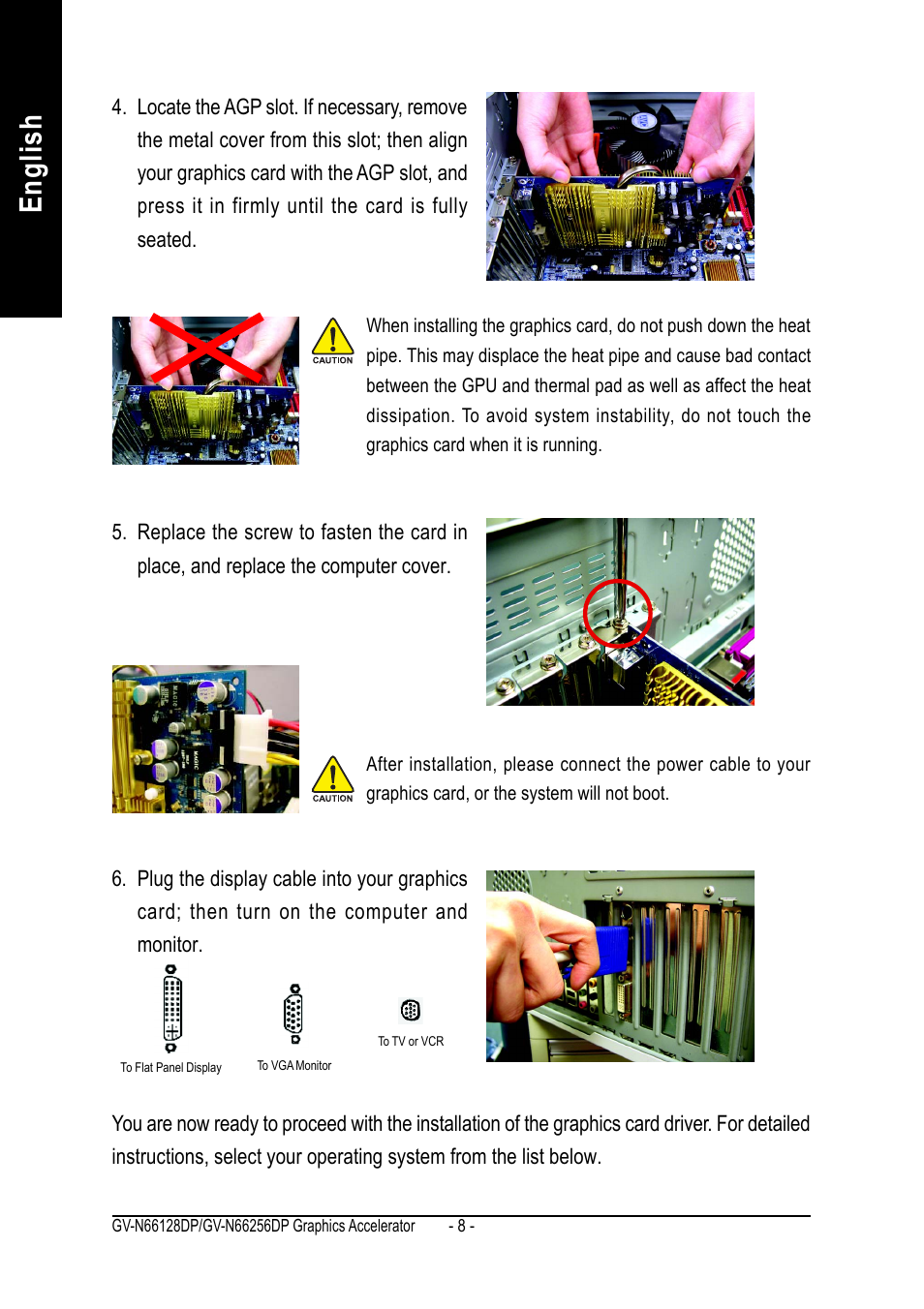 English | GIGABYTE GeForceTM 6600 Graphics Accelerator GV-N66256DP User Manual | Page 8 / 34