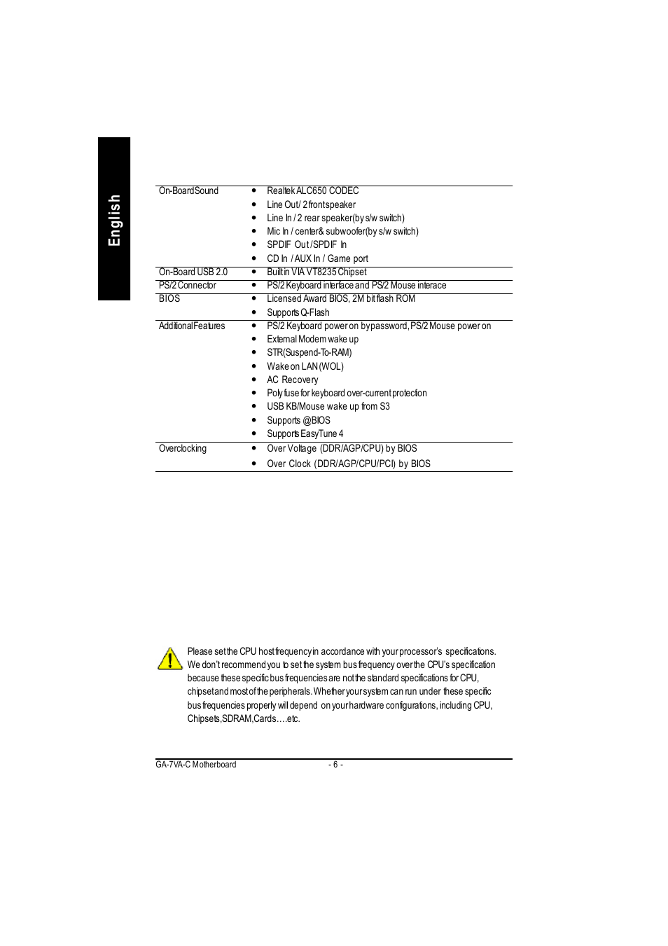 English | GIGABYTE GA-7VAC User Manual | Page 10 / 96