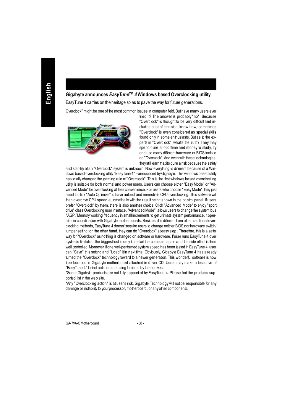 Easy tune, 4 introduction, English | GIGABYTE GA-7VAC User Manual | Page 72 / 96