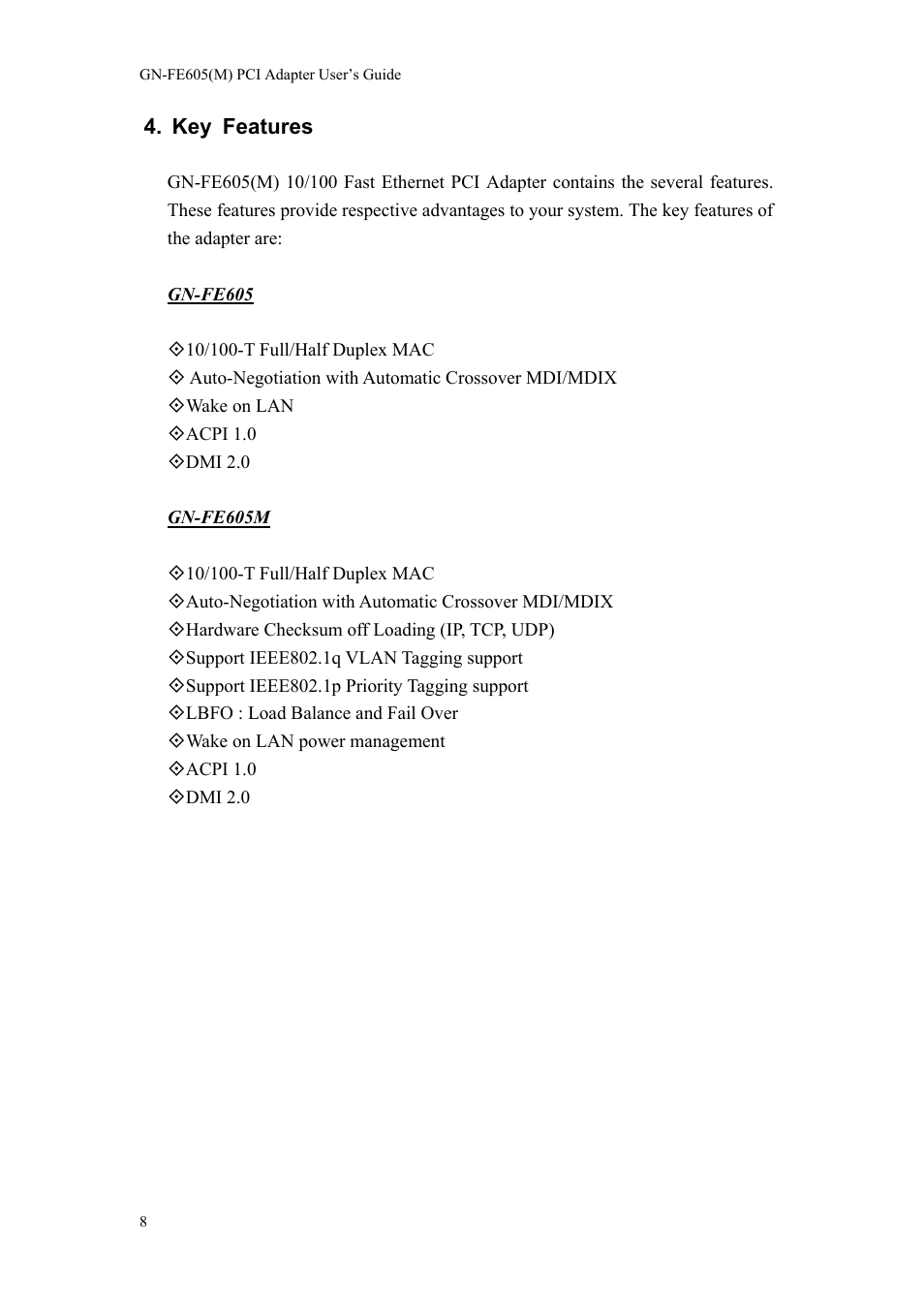 Key features | GIGABYTE GN-FE605(M) User Manual | Page 10 / 38