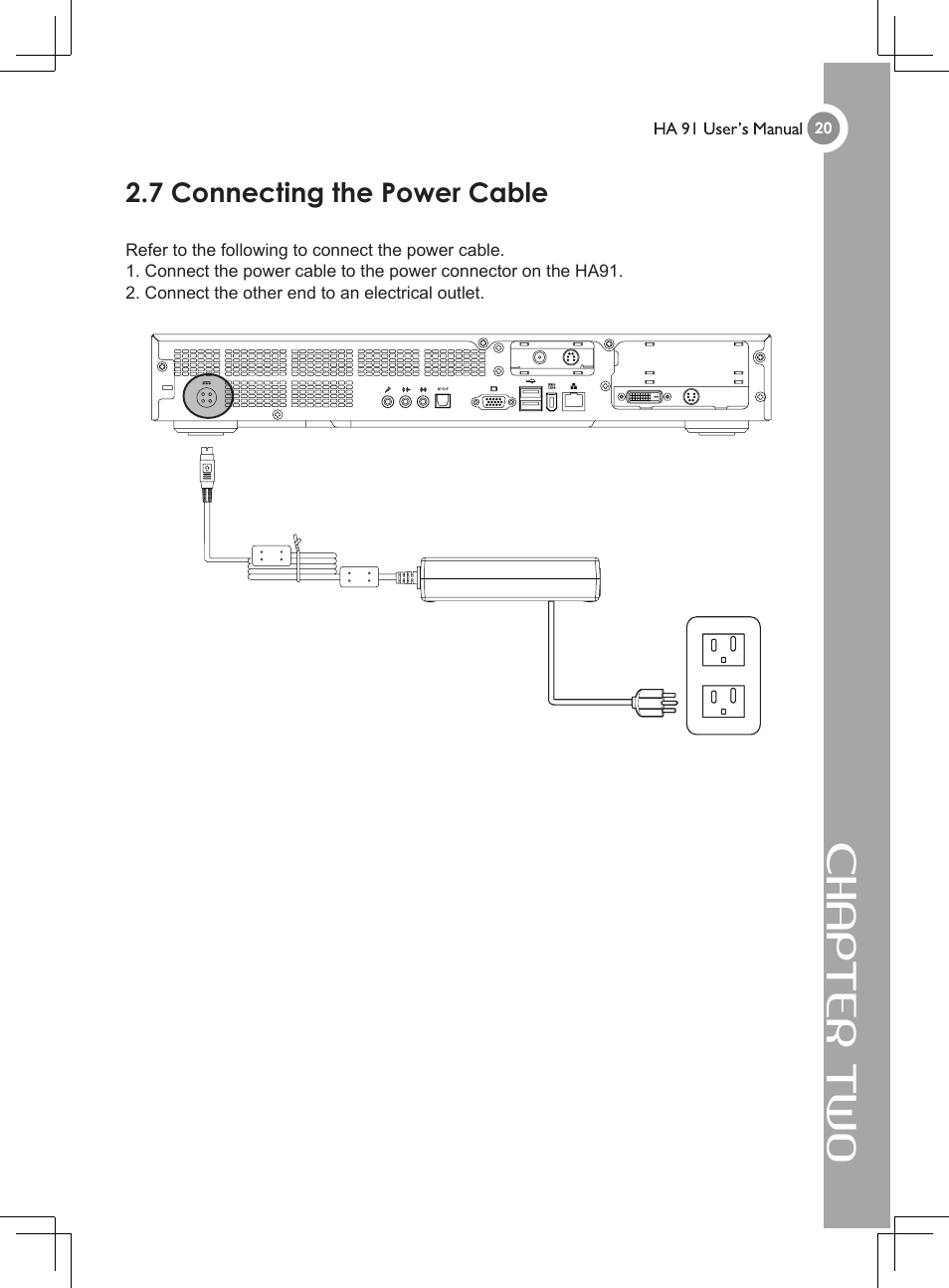 Chapter two, 7 connecting the power cable | GIGABYTE 4635 User Manual | Page 25 / 26