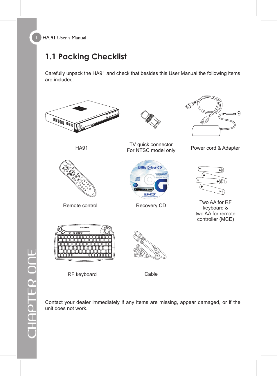 Chapter one, 1 packing checklist | GIGABYTE 4635 User Manual | Page 6 / 26