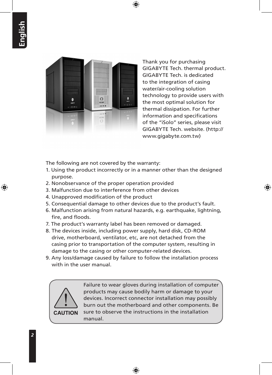 En g lis h | GIGABYTE 230 User Manual | Page 2 / 14