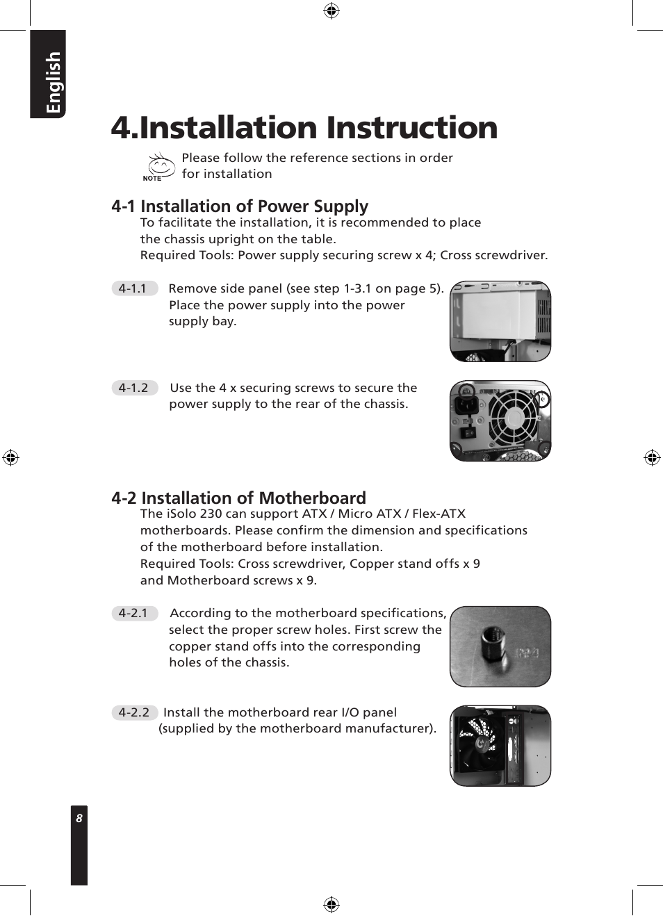 Installation instruction, En g lis h | GIGABYTE 230 User Manual | Page 8 / 14