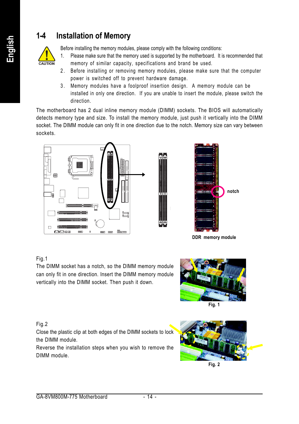 English | GIGABYTE GA-8VM800M-775 User Manual | Page 14 / 88