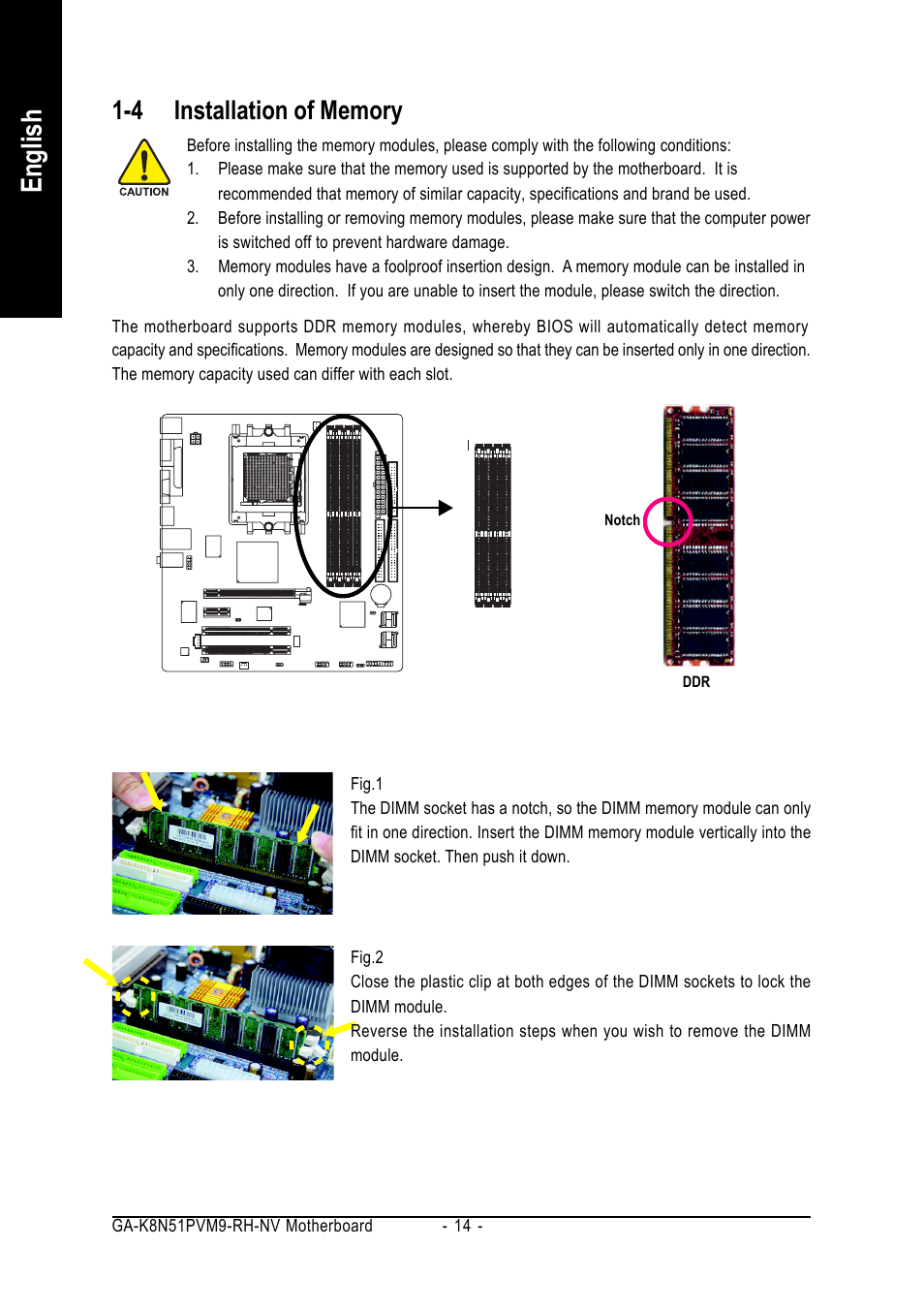 English | GIGABYTE AMD Socket 939 Processor Motherboard GA-K8N51PVM9-RH User Manual | Page 14 / 96