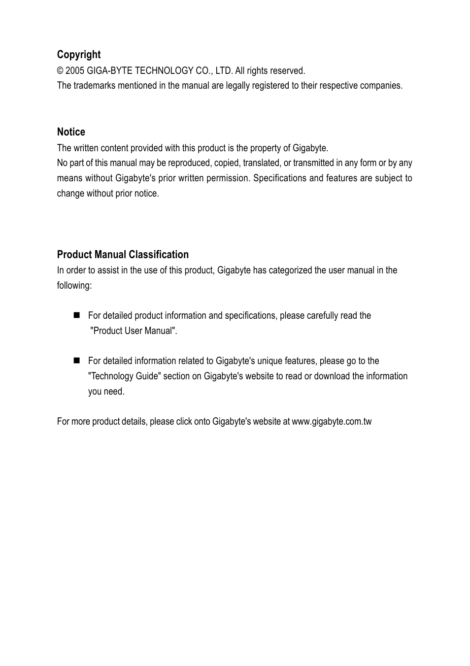 GIGABYTE AMD Socket 939 Processor Motherboard GA-K8N51PVM9-RH User Manual | Page 3 / 96