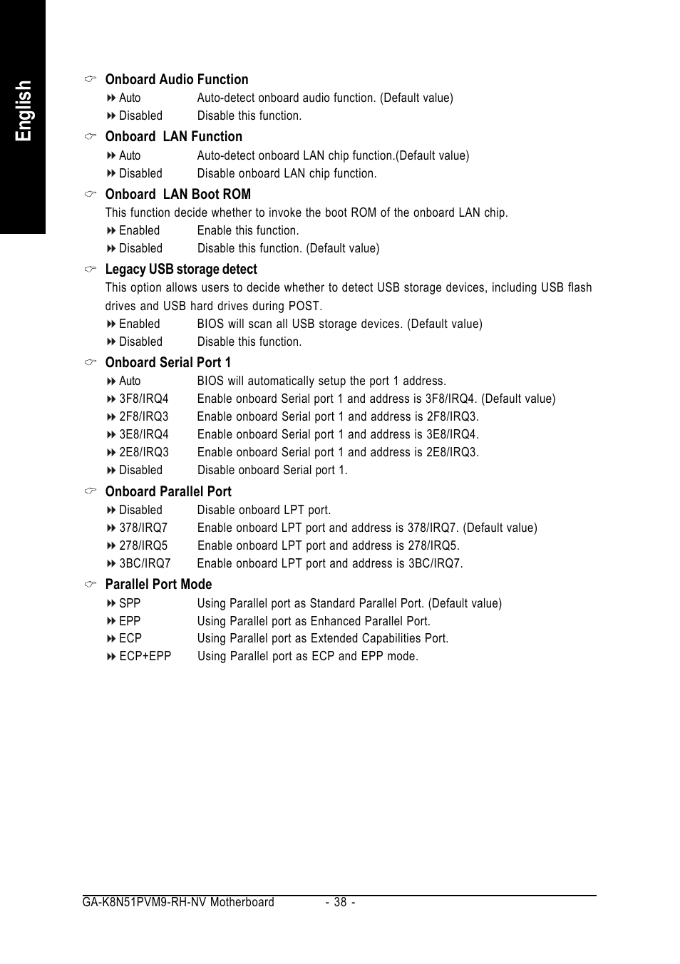 English | GIGABYTE AMD Socket 939 Processor Motherboard GA-K8N51PVM9-RH User Manual | Page 38 / 96