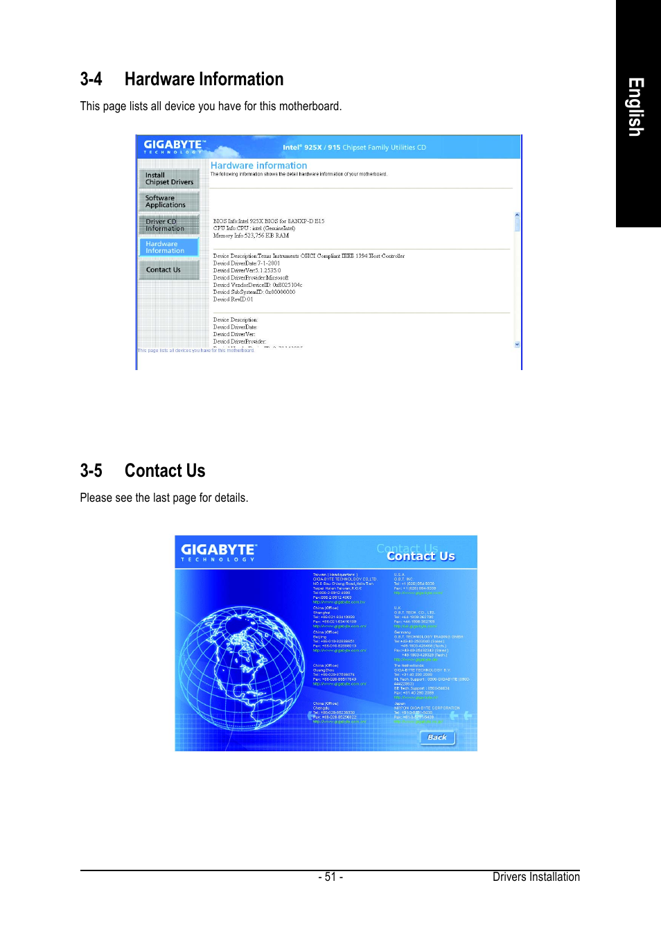 English, 4 hardware information, 5 contact us | GIGABYTE GA-8ANXP-D User Manual | Page 51 / 88