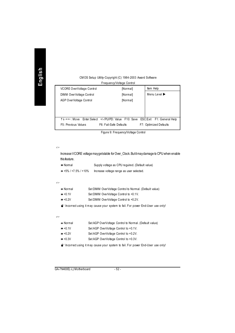 English frequency/voltage control | GIGABYTE 5225 User Manual | Page 56 / 97