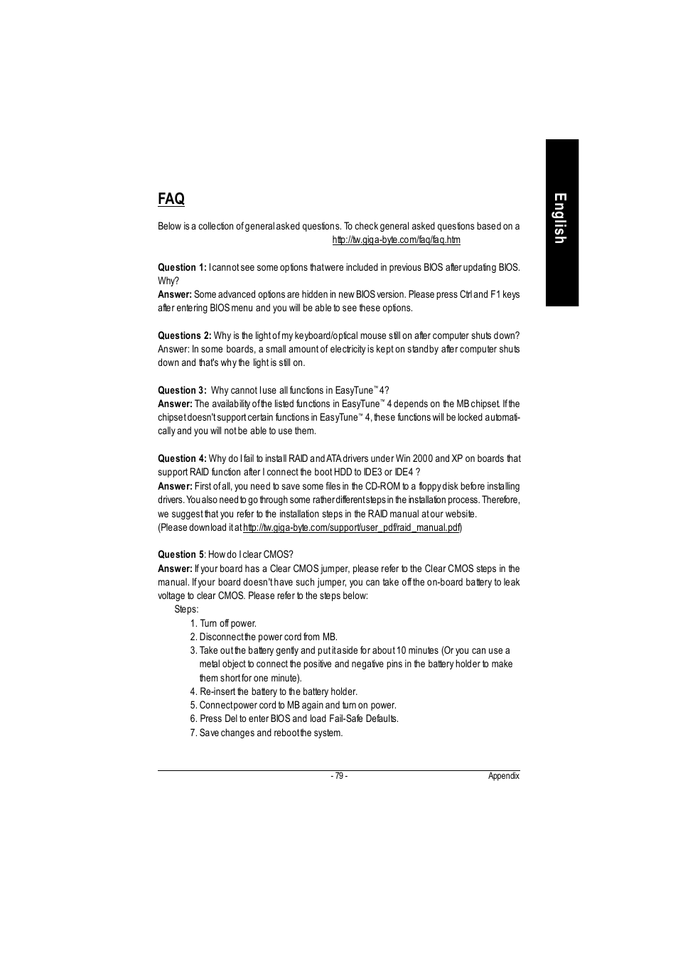 English faq | GIGABYTE 5225 User Manual | Page 84 / 97