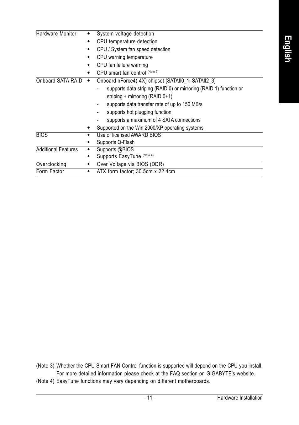 English | GIGABYTE AMD Socket 754 Processor Motherboard GA-K8NE-RH User Manual | Page 11 / 80