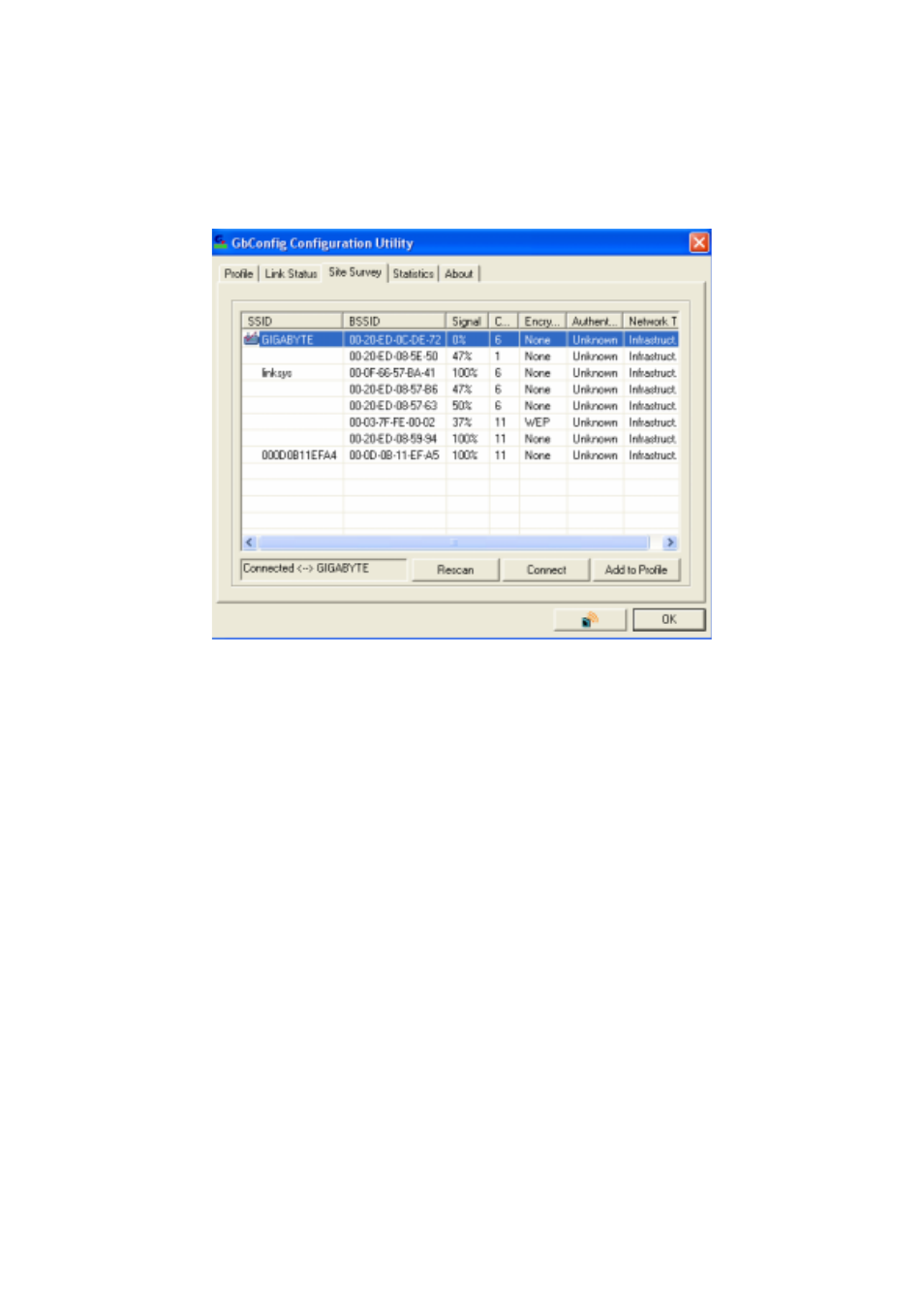 Site survey tab | GIGABYTE GN-WPKG User Manual | Page 20 / 26