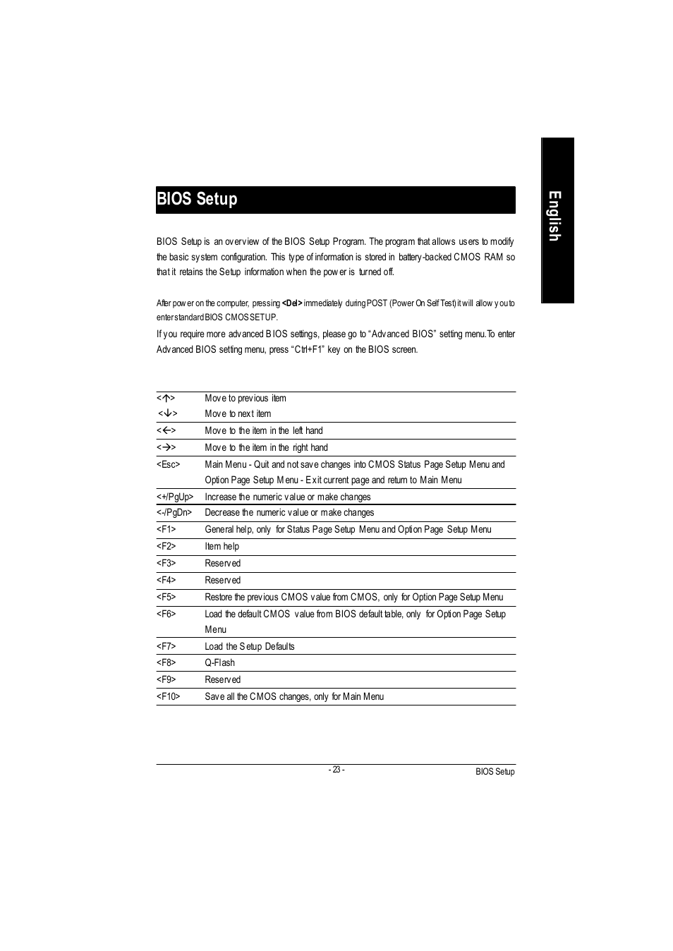Bios setup, English | GIGABYTE GA-7VA1004 User Manual | Page 29 / 96