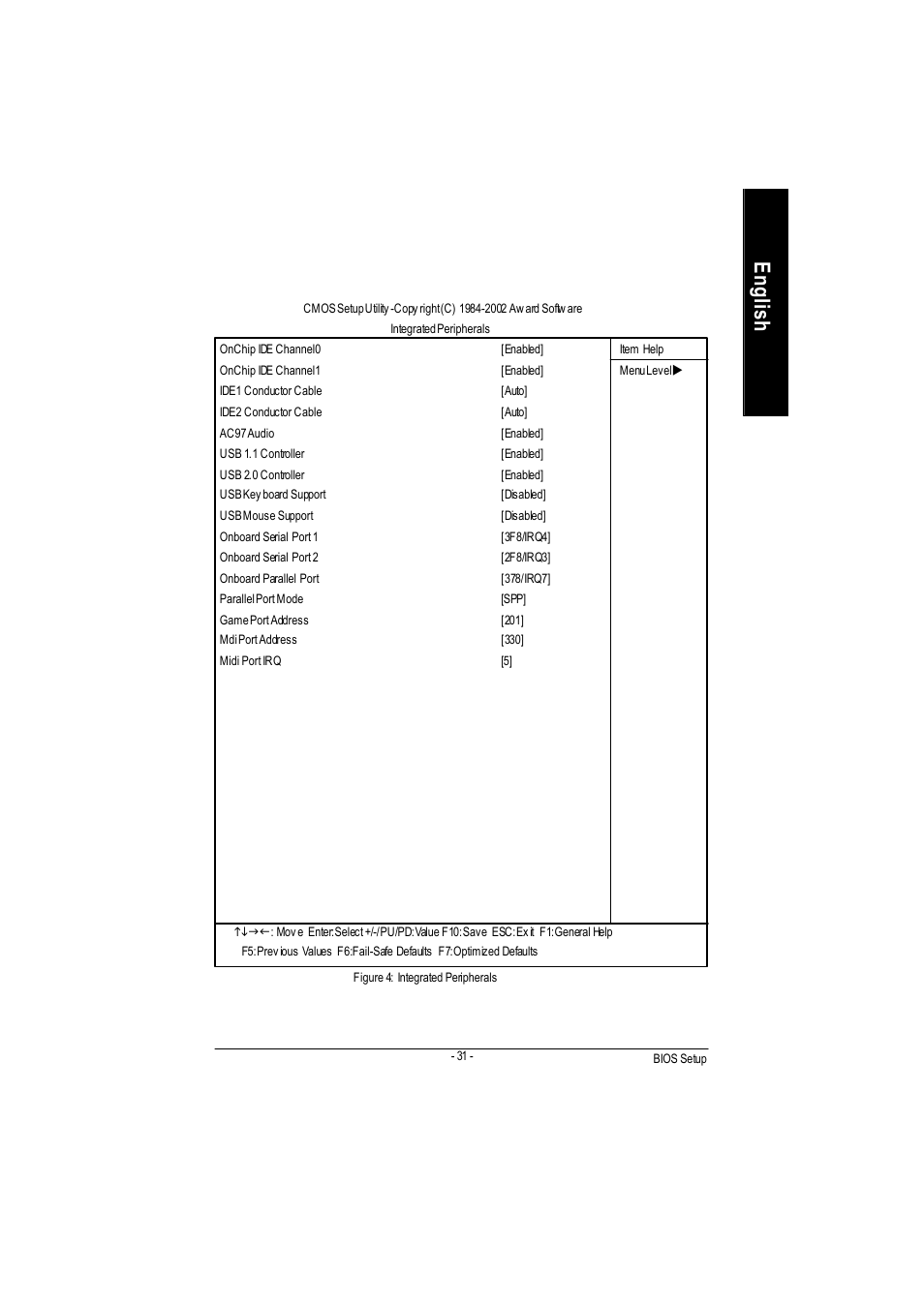 English, Integrated peripherals | GIGABYTE GA-7VA1004 User Manual | Page 37 / 96