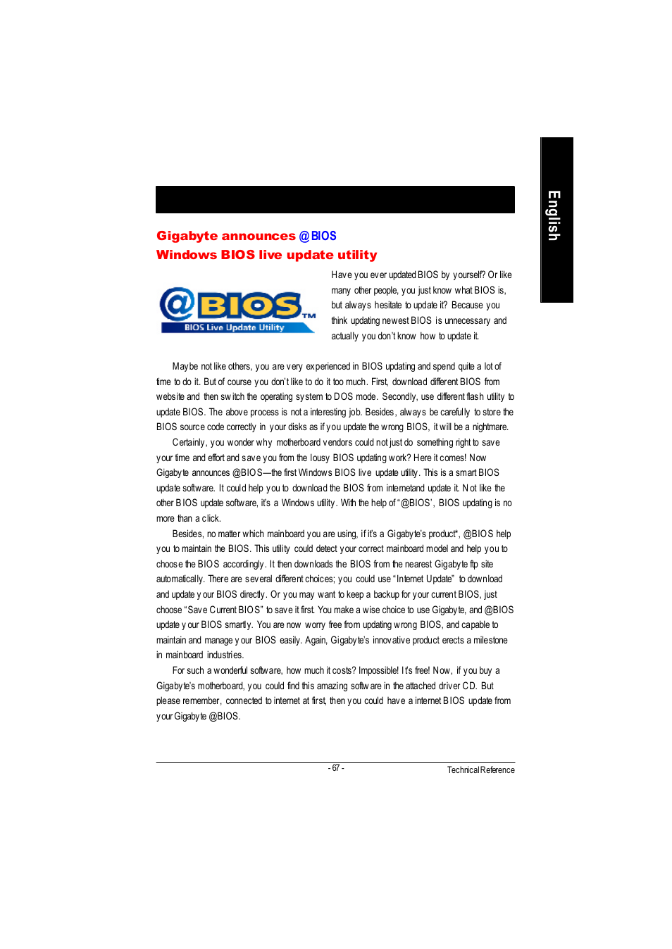 Bios introduction, English | GIGABYTE GA-7VA1004 User Manual | Page 73 / 96