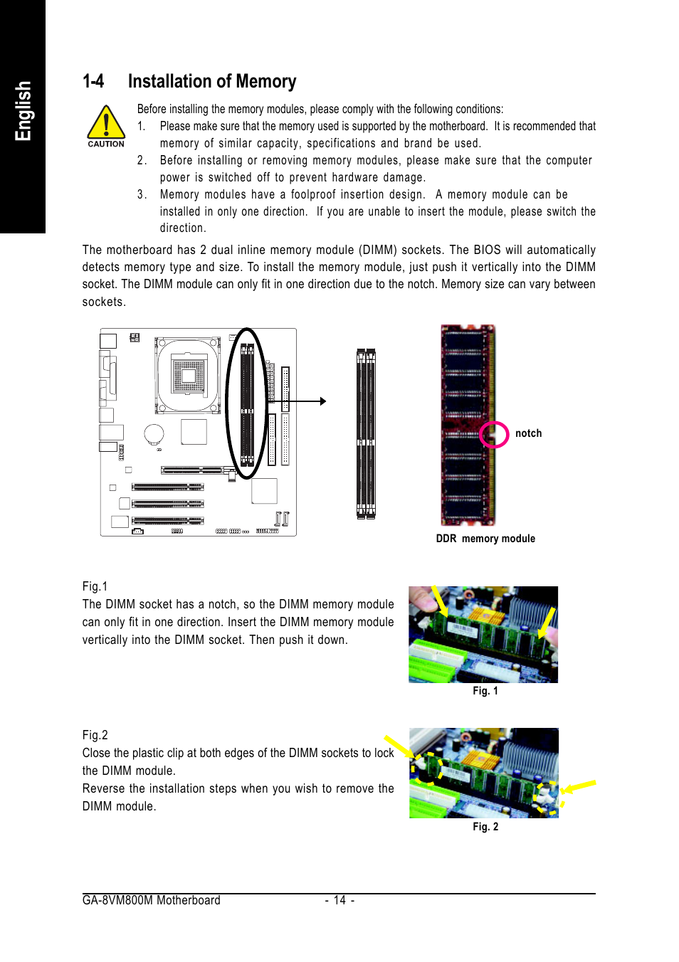 English | GIGABYTE Intel Pentium 4 Processor Motherboard GA-8VM800M User Manual | Page 14 / 80
