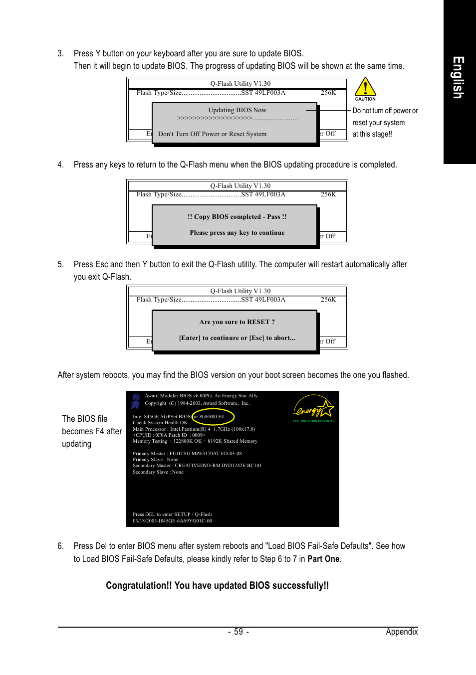 English, Appendix - 59 | GIGABYTE Intel Pentium 4 Processor Motherboard GA-8VM800M User Manual | Page 59 / 80