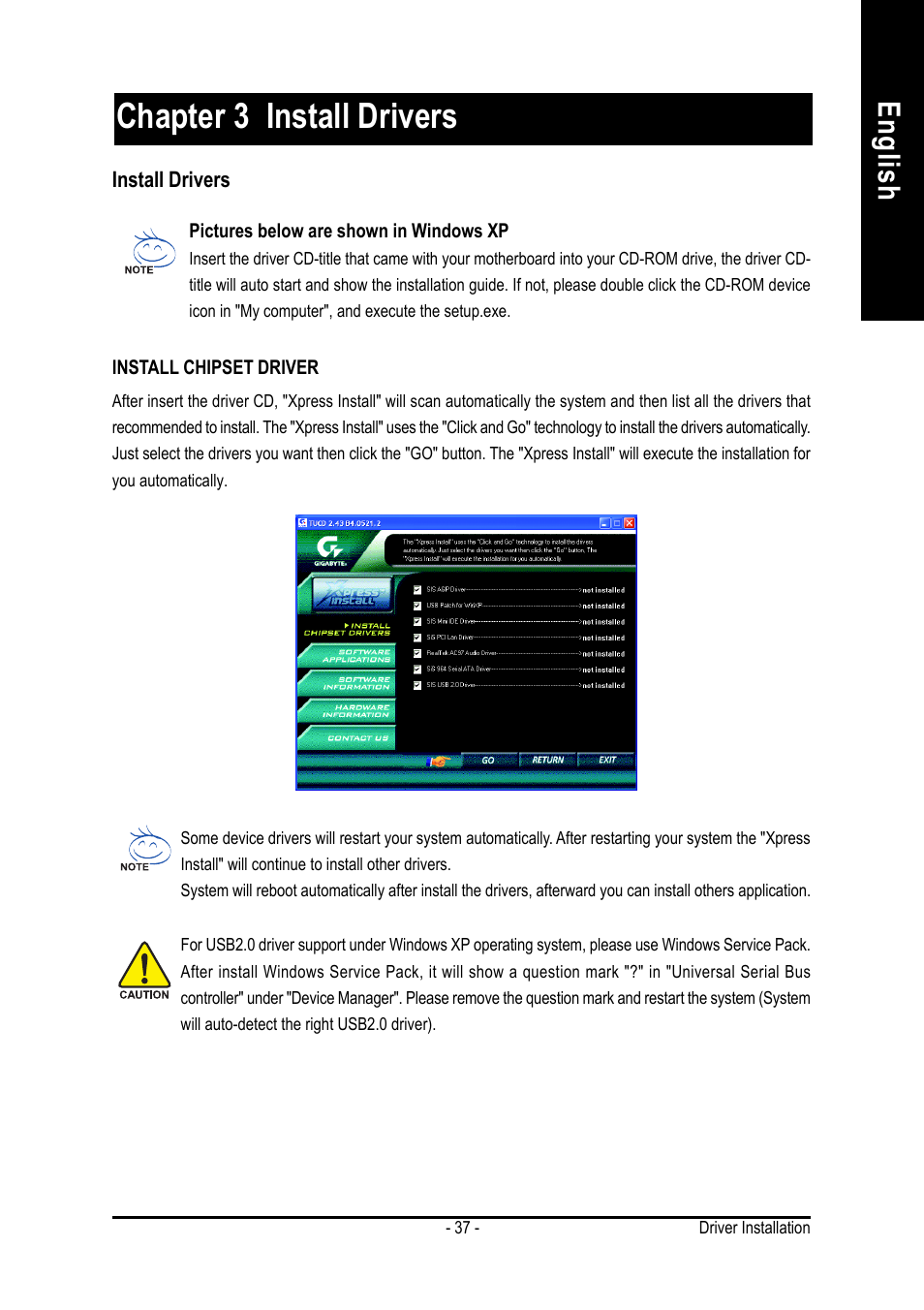 Chapter 3 install drivers, English revision history | GIGABYTE 8S648FXP-RZ-C User Manual | Page 37 / 40