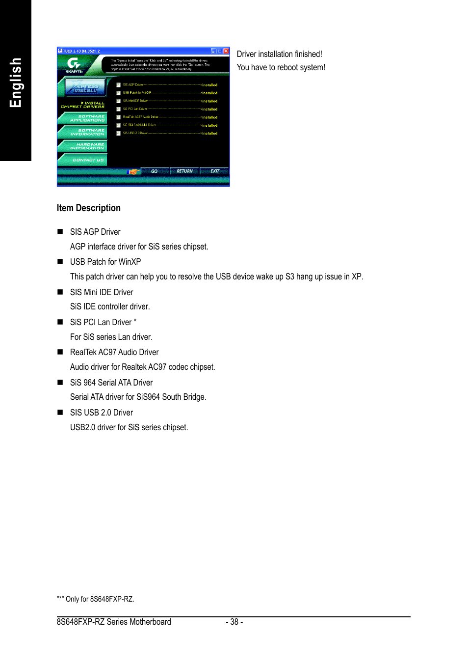 English | GIGABYTE 8S648FXP-RZ-C User Manual | Page 38 / 40